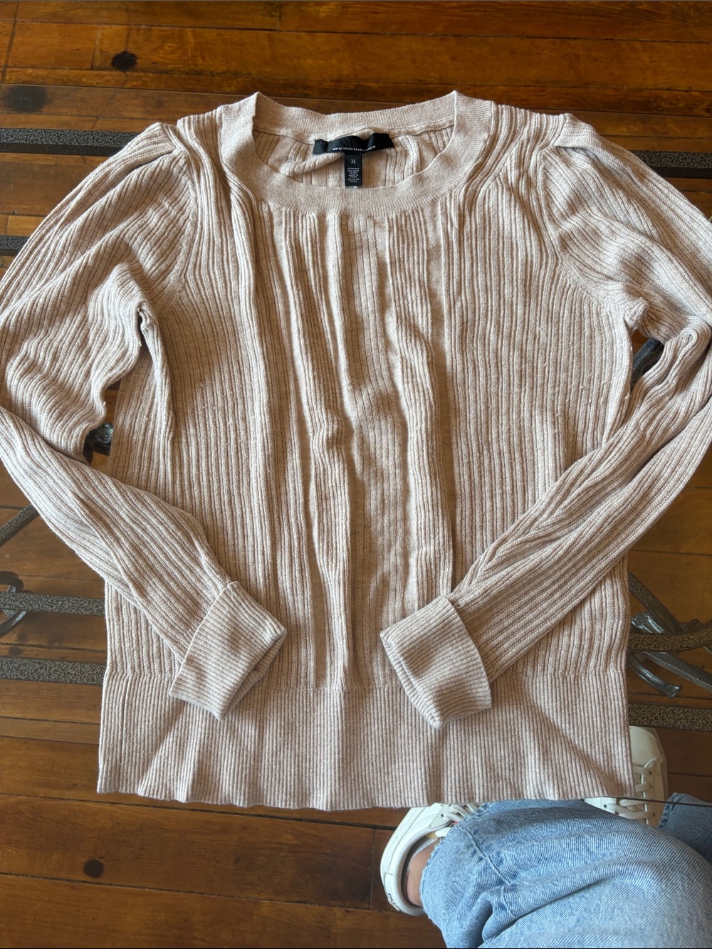White House Black Market Ribbed Crewneck Sweater - Light Beige